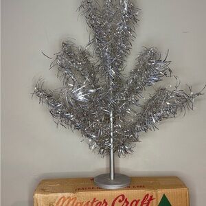 RETRO VTG 3FT MCM SILVER STAINLESS MASTER CRAFT TABLE TOP ALUMINUM XMAS TREE IOB
